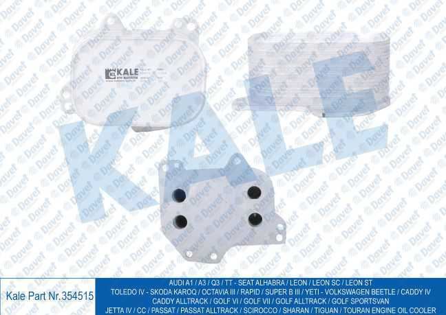 KALE 354515 Yag Sogutucu Audi A1 / A3 / Q3 / Tt - Seat Alhabra / Leon / Leon Sc / Leon St / Toledo Iv / Octavia Iii / Rapid / Super B Iii / Yeti - Volkswagen Beetle / Caddy Iv / Caddy Alltrack / Golf Vi / Golf Vii / Golf Alltrack / Golf Sportsvan / Jetta Iv / Cc / Pa